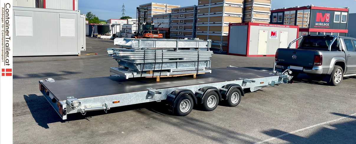 Trailer til transport af container med gulv Trailer til transport af container med gulv